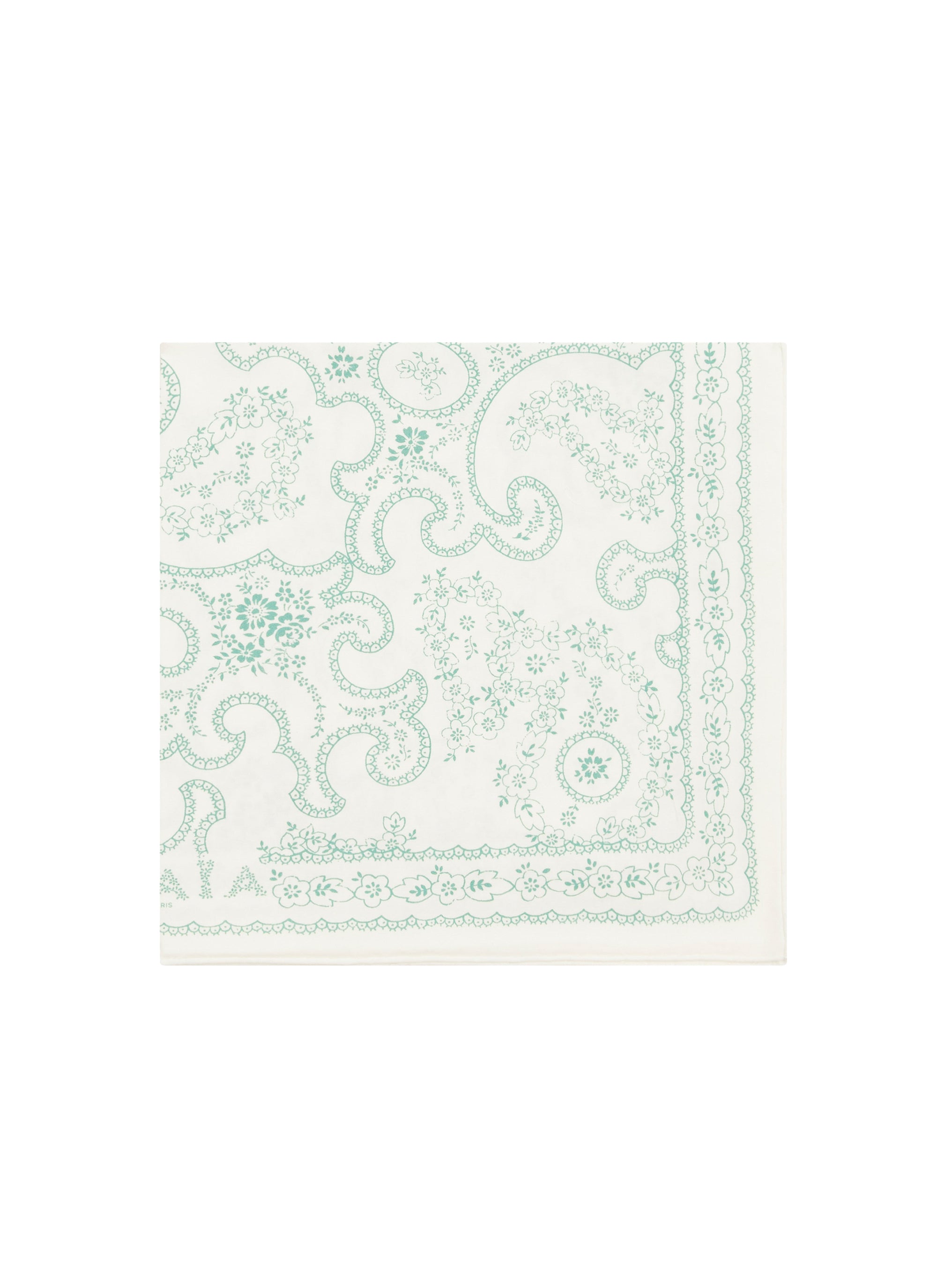 Foulard carré 45x45 imprimé - Blanc & Vert