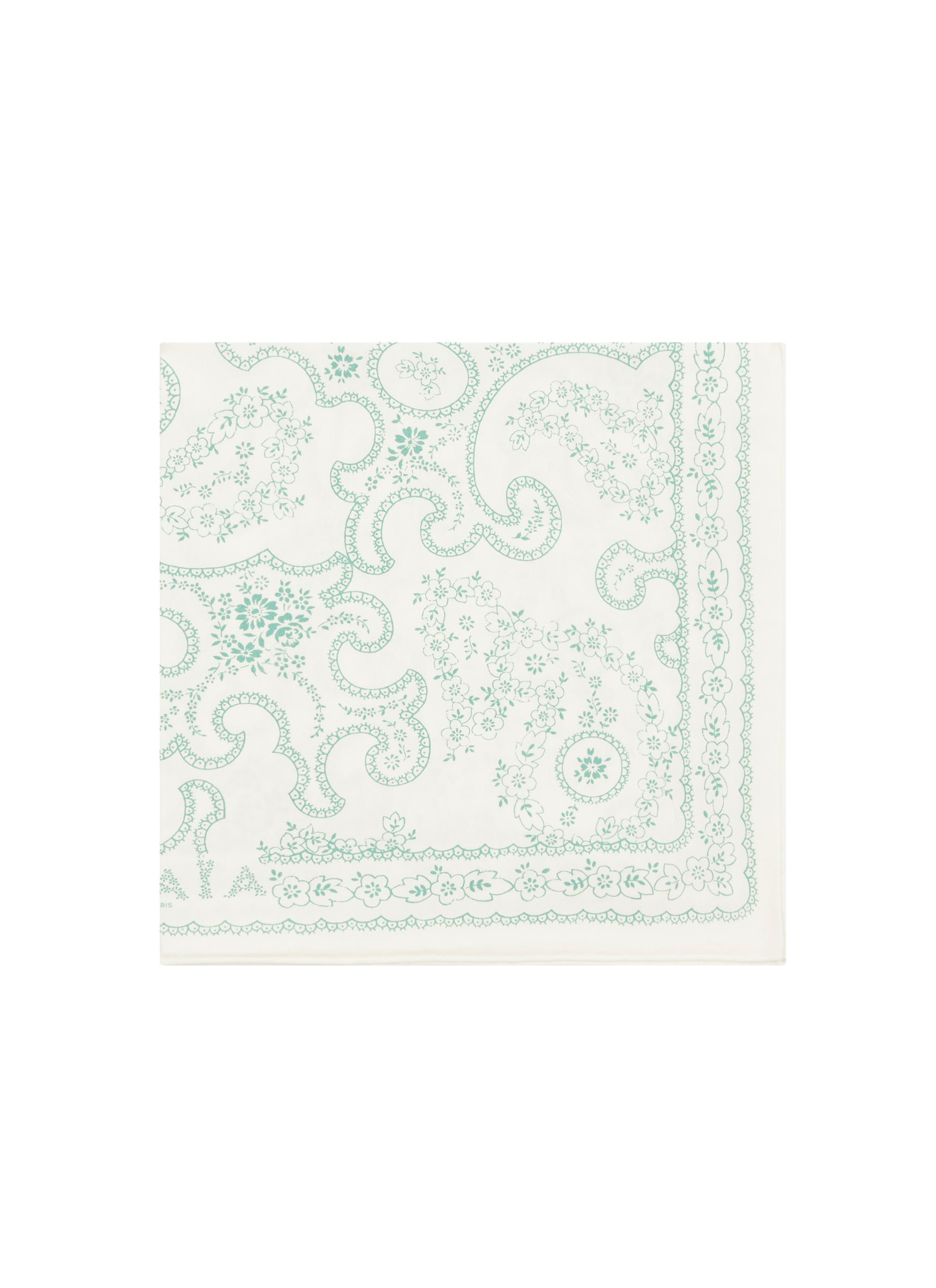 Foulard carré 45cm imprimé - Blanc & Vert