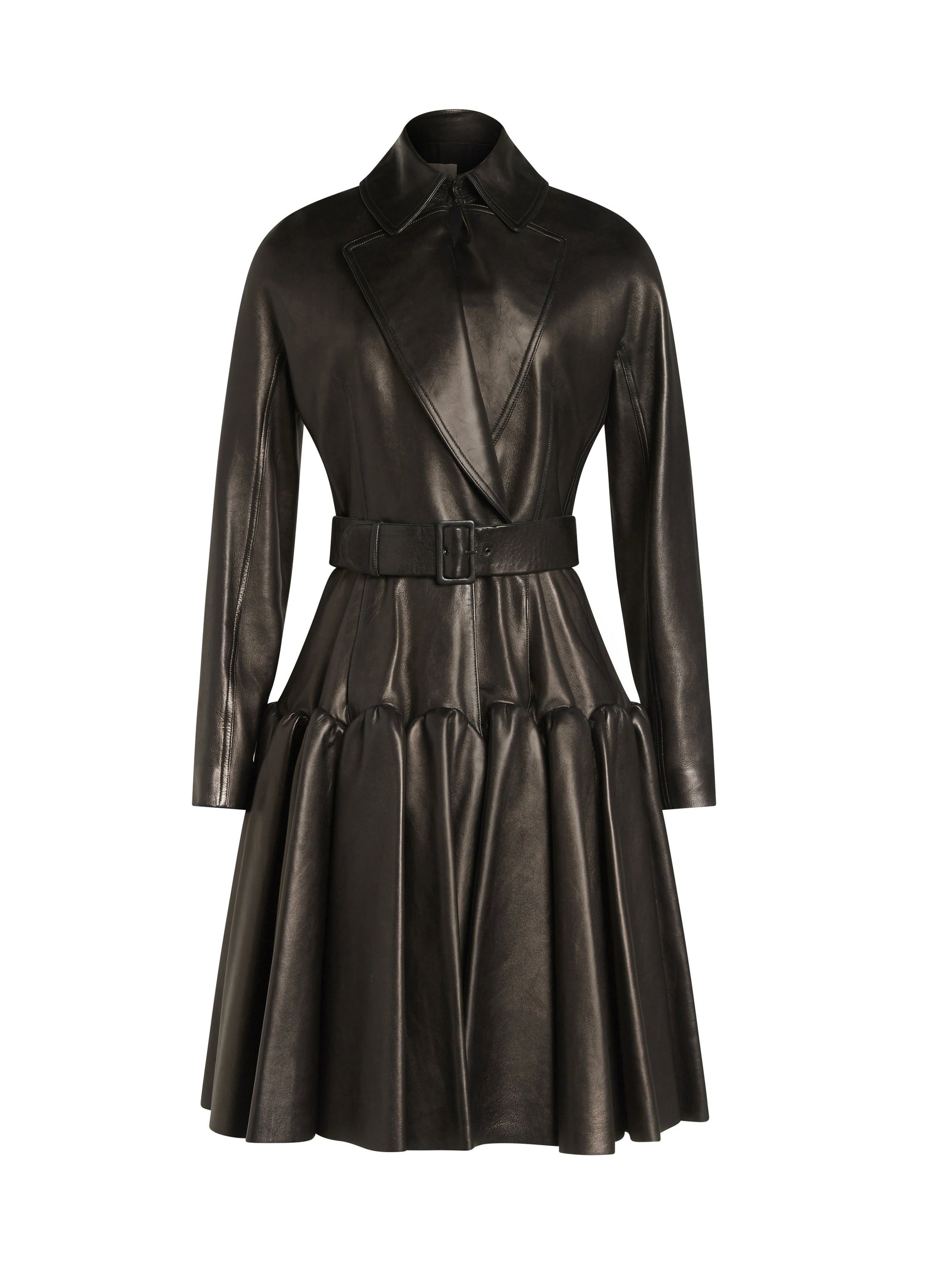 Manteau plissé en cuir - Nuit