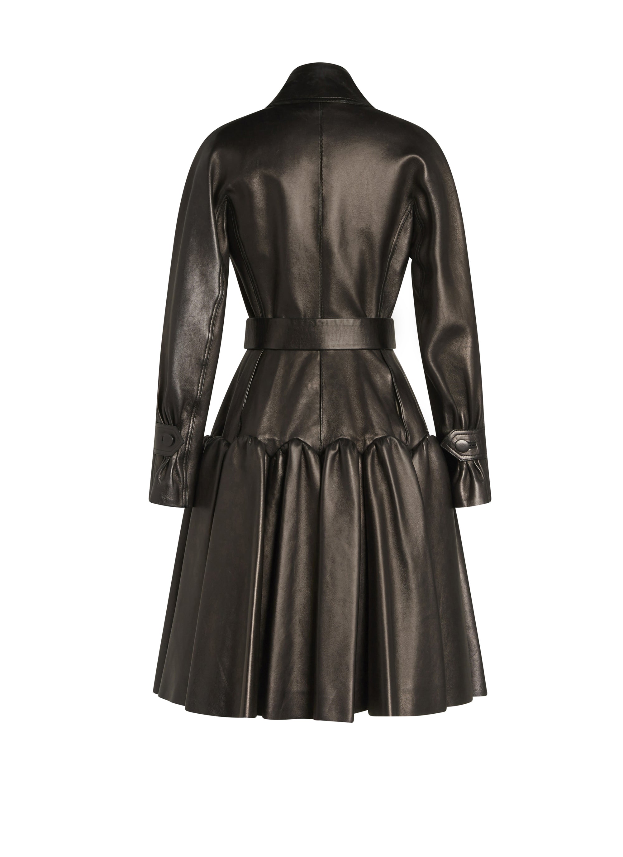 Manteau plissé en cuir - Nuit