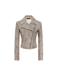 Leather printed perfecto - White & Black