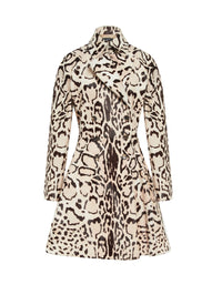 Double breasted basque coat in leather - Beige