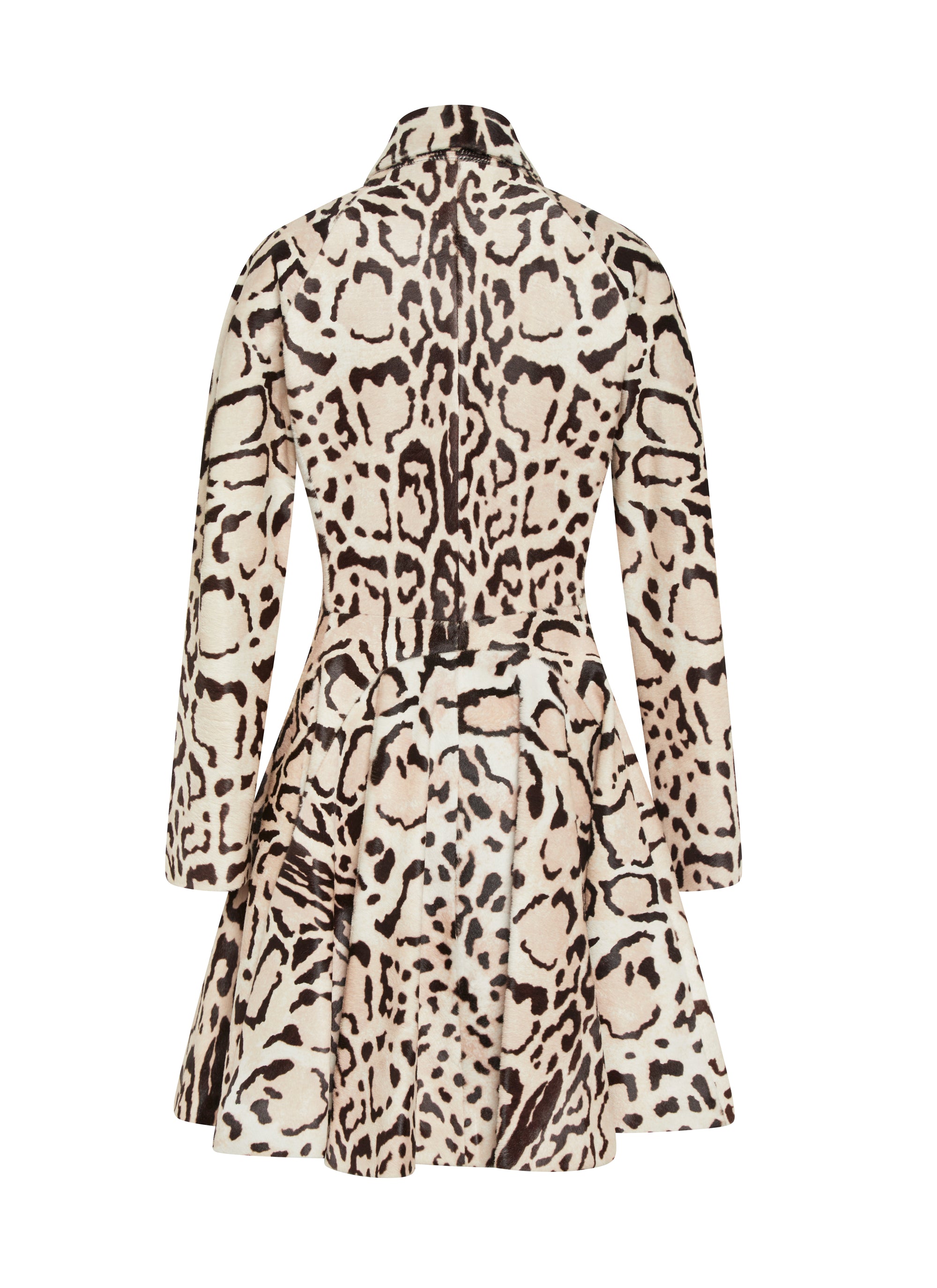 Double breasted basque coat in leather - Beige