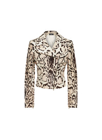 Animal print leather perfecto - Beige