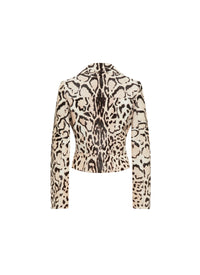 Animal print leather perfecto - Beige