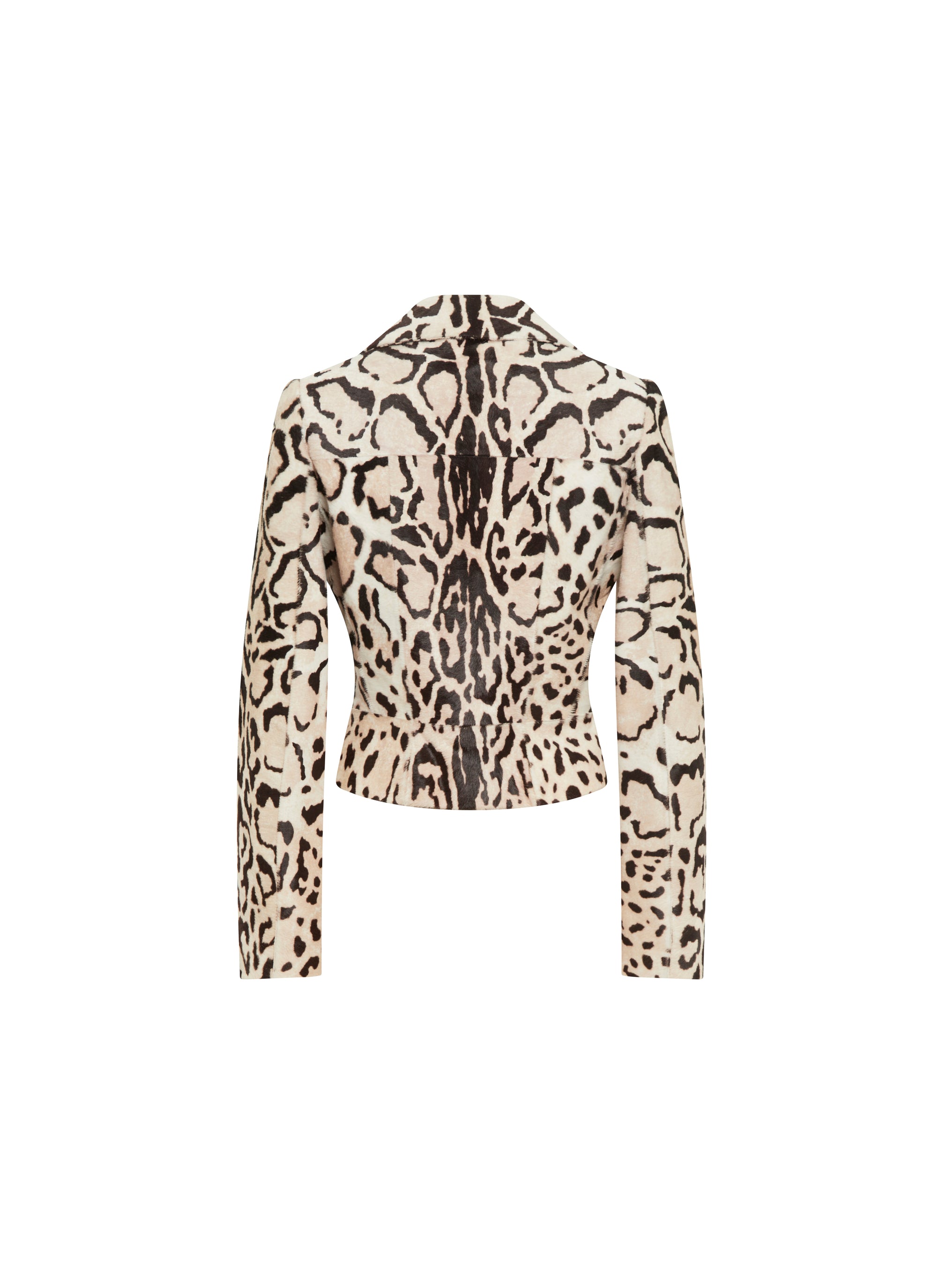 Animal print leather perfecto - Beige
