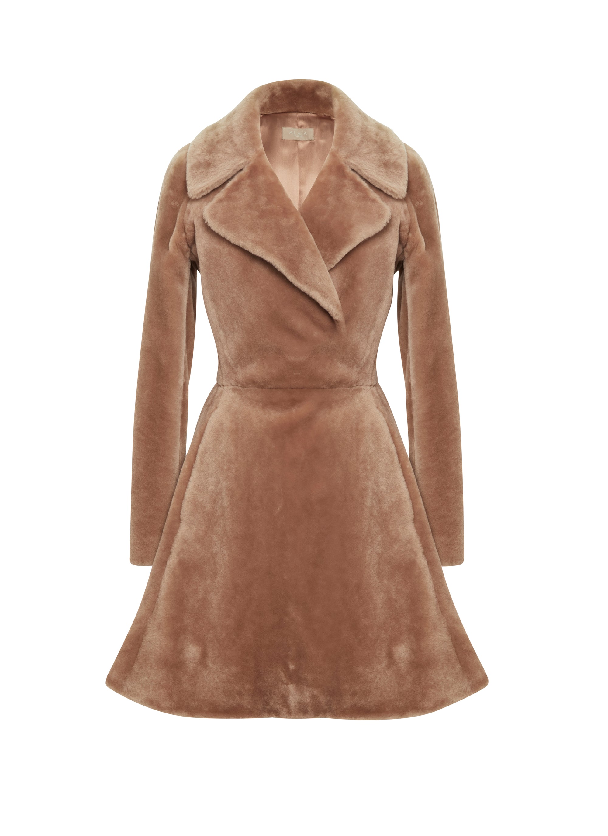 Fitted basque coat in leather - Honey