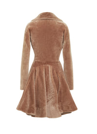 Fitted basque coat in leather - Honey
