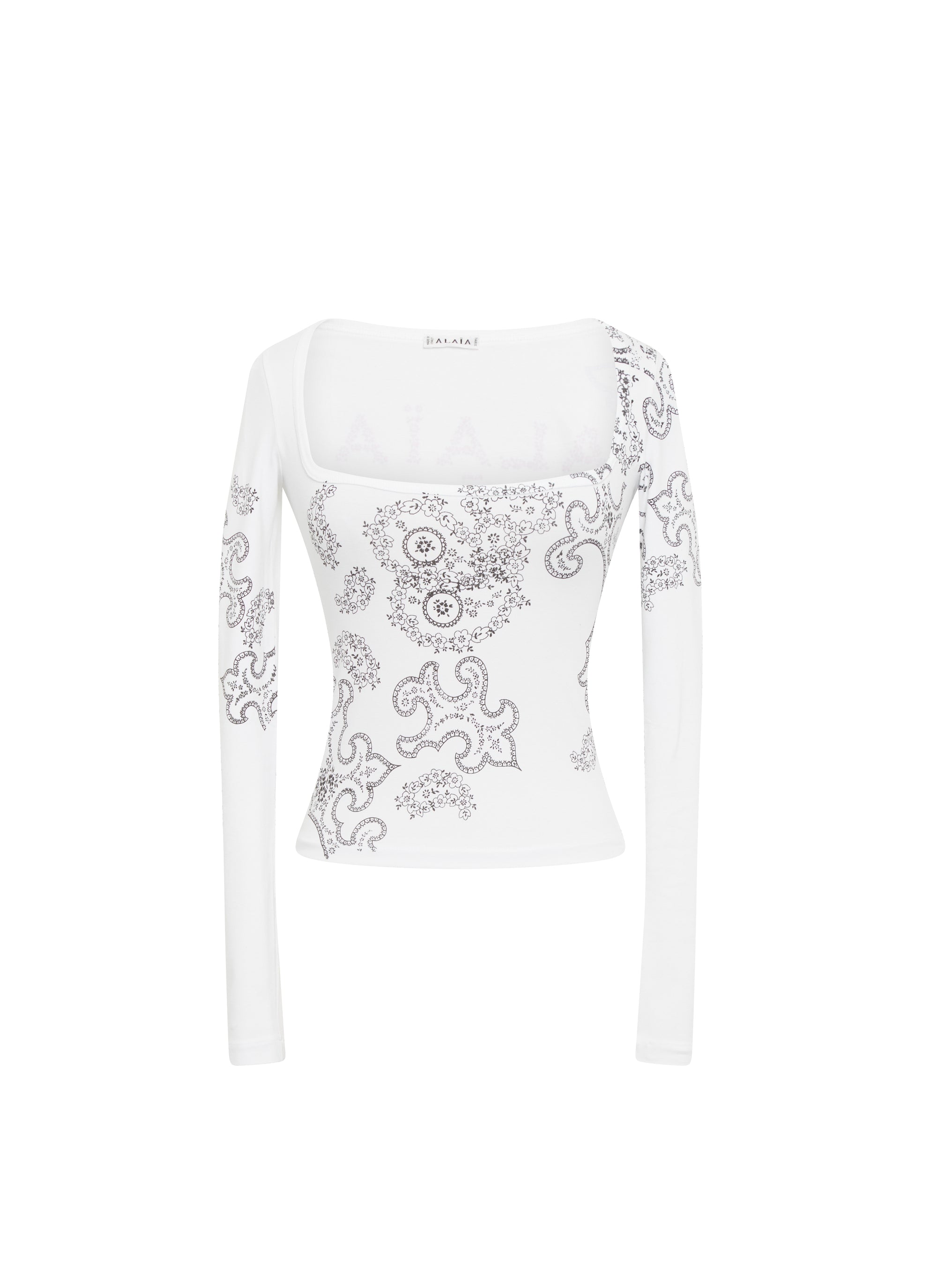 Long-sleeved openwork T-shirt - Grey