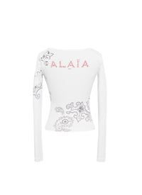 Long-sleeved openwork T-shirt - Grey