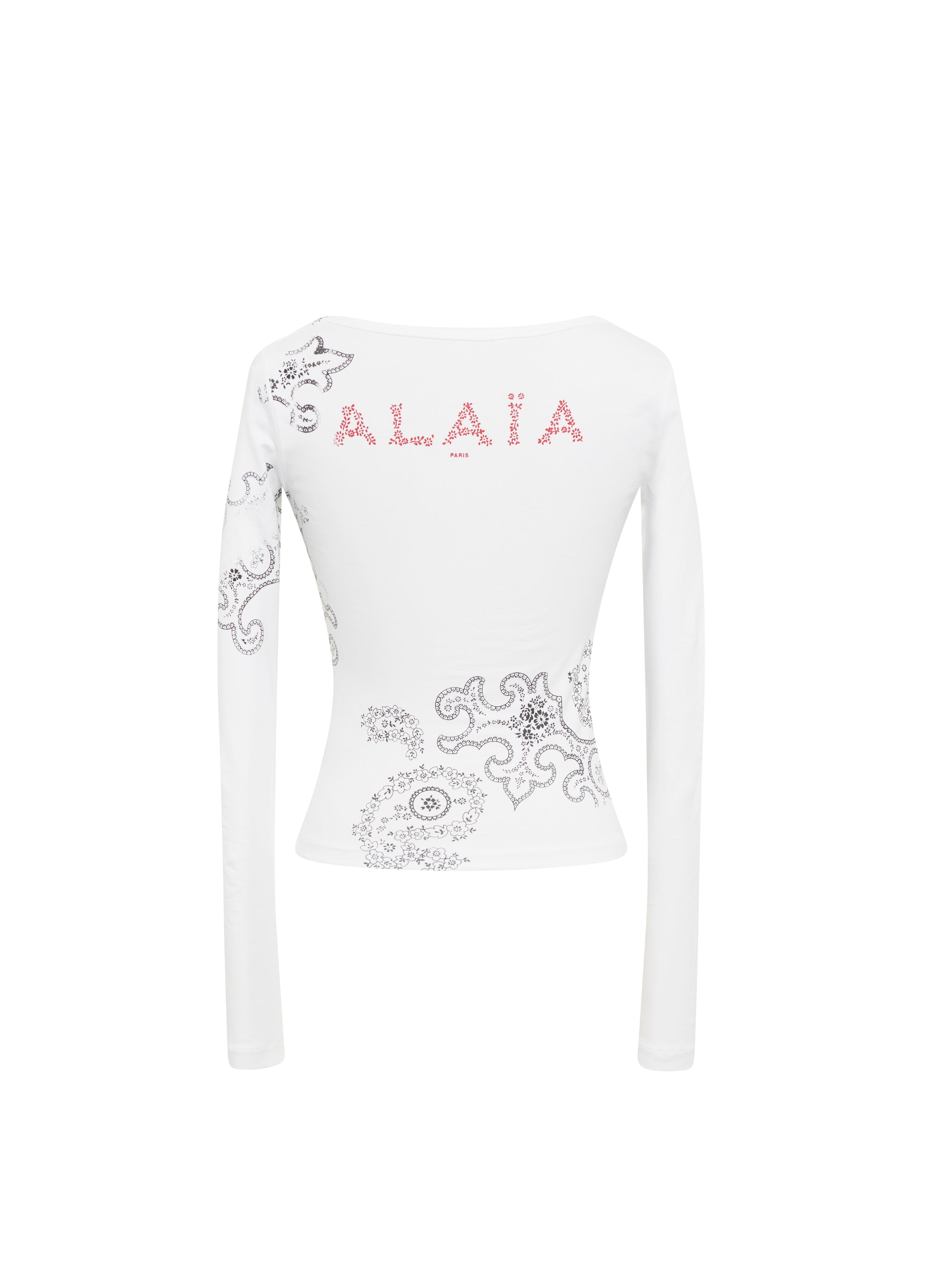 Long-sleeved openwork T-shirt - Grey