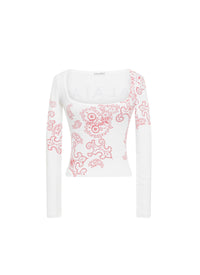 Long-sleeved openwork T-shirt - Ivory