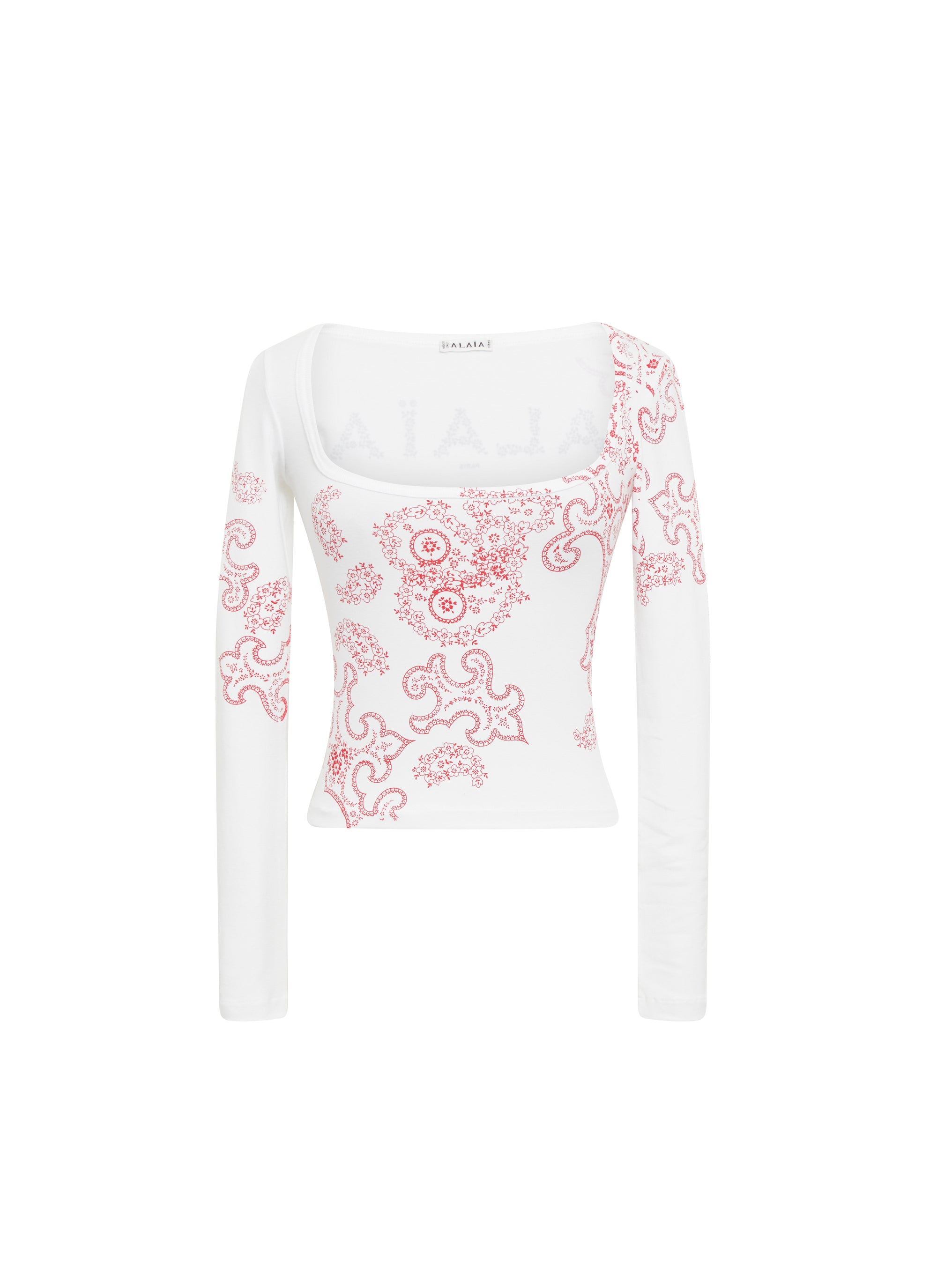 Long-sleeved openwork T-shirt - Ivory
