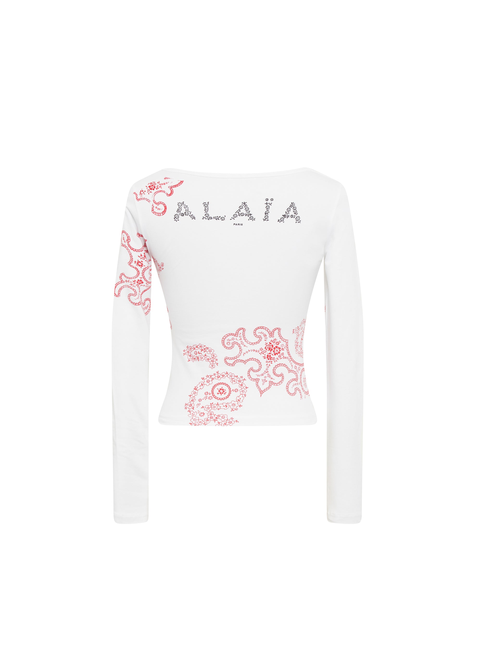 Long-sleeved openwork T-shirt - Ivory