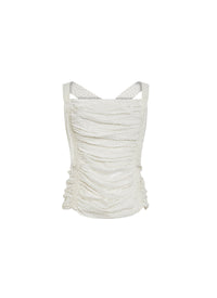 Ruched Top with Cross Back - White & Black