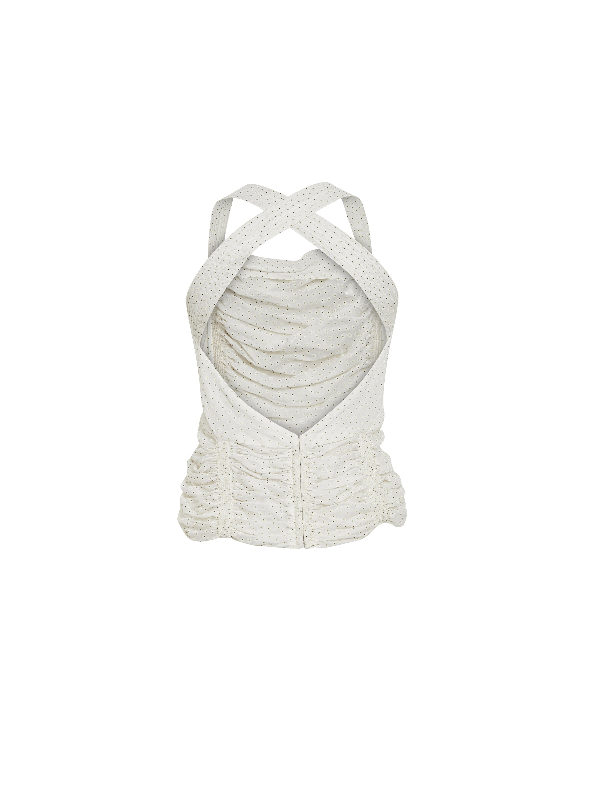 Ruched Top with Cross Back - White & Black