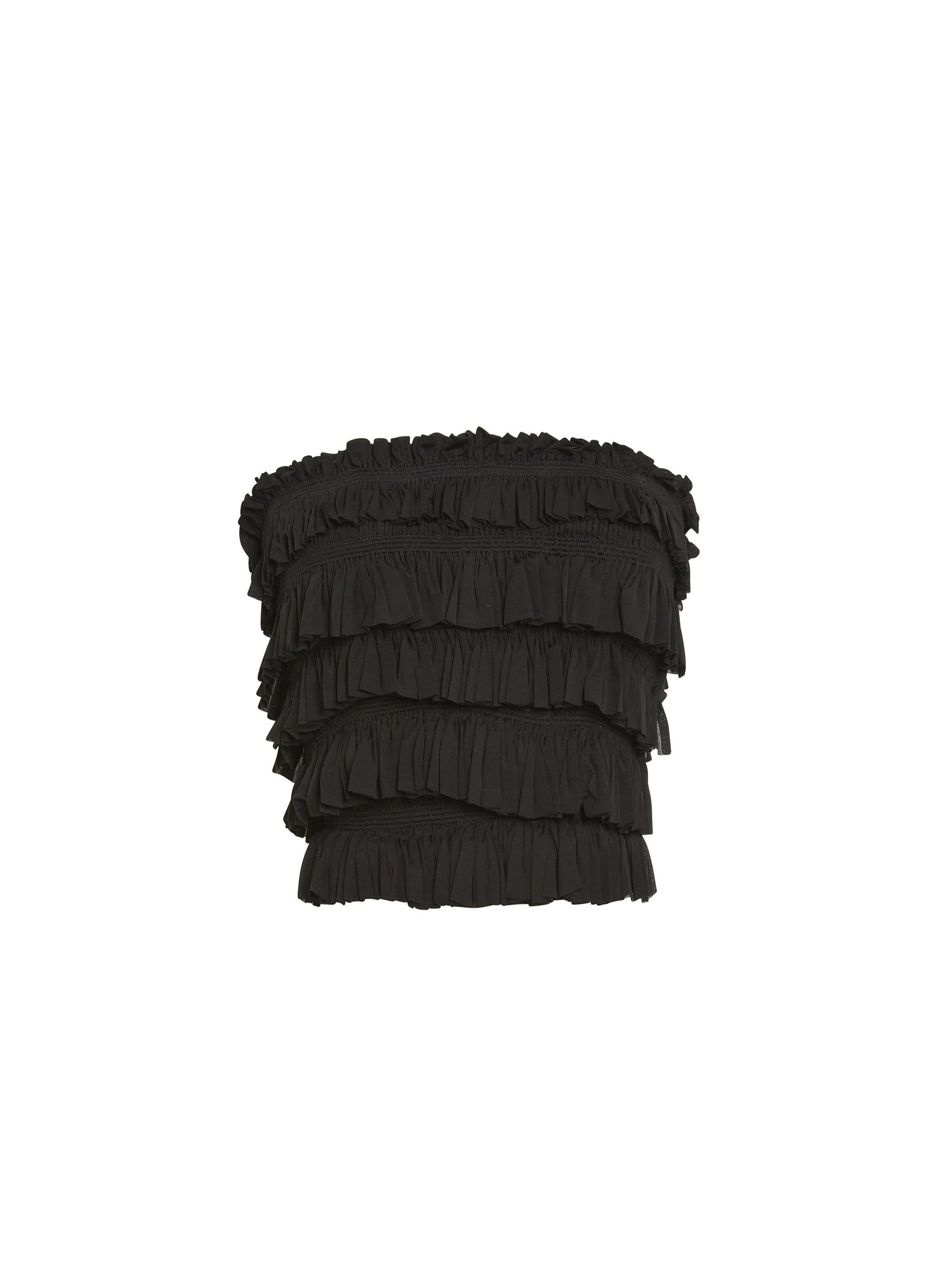 Top bustier à volants - Noir