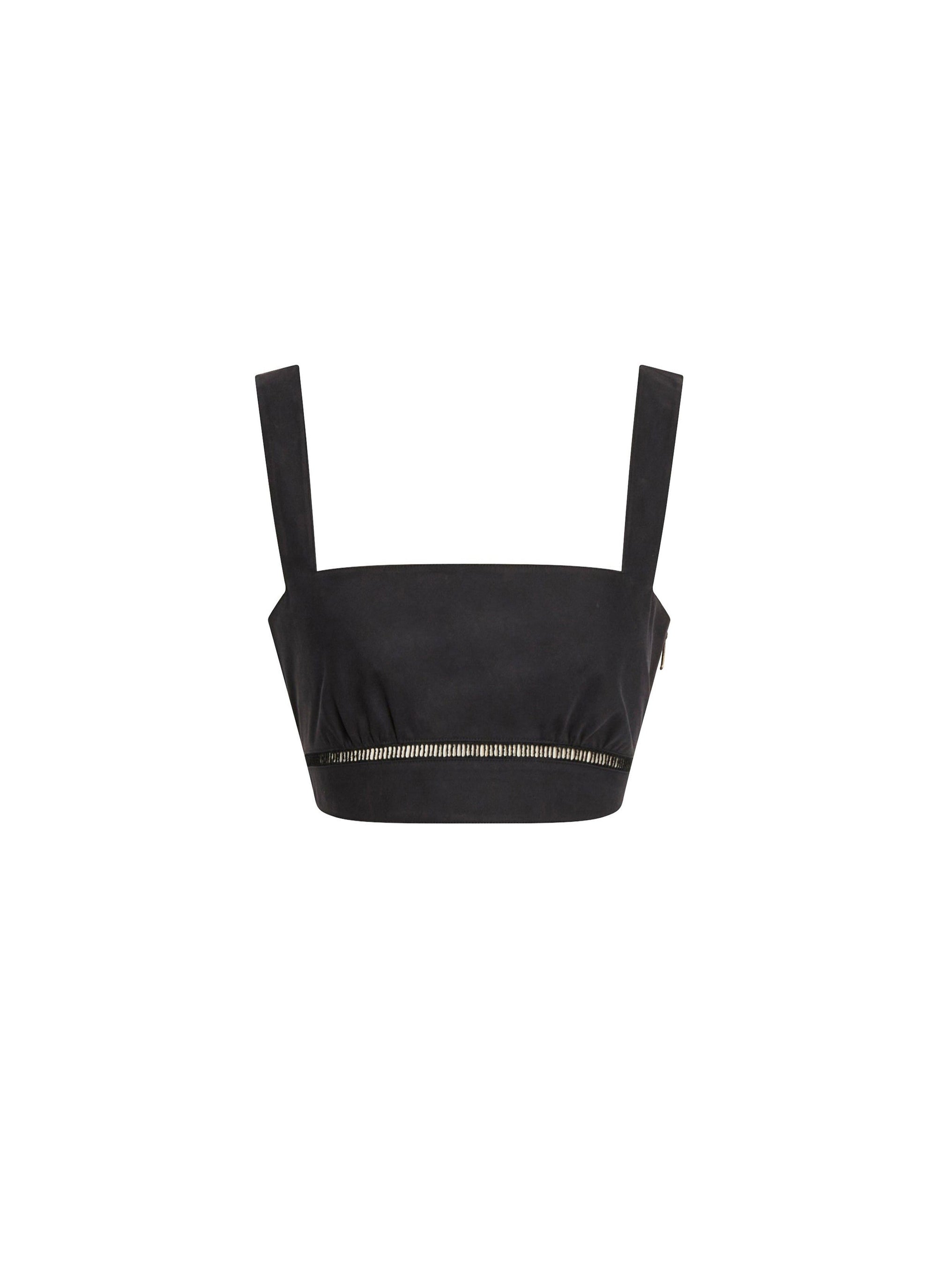 Short top with wide straps - Black