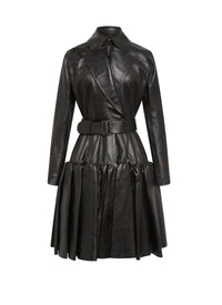 Manteau plissé en cuir - Gris
