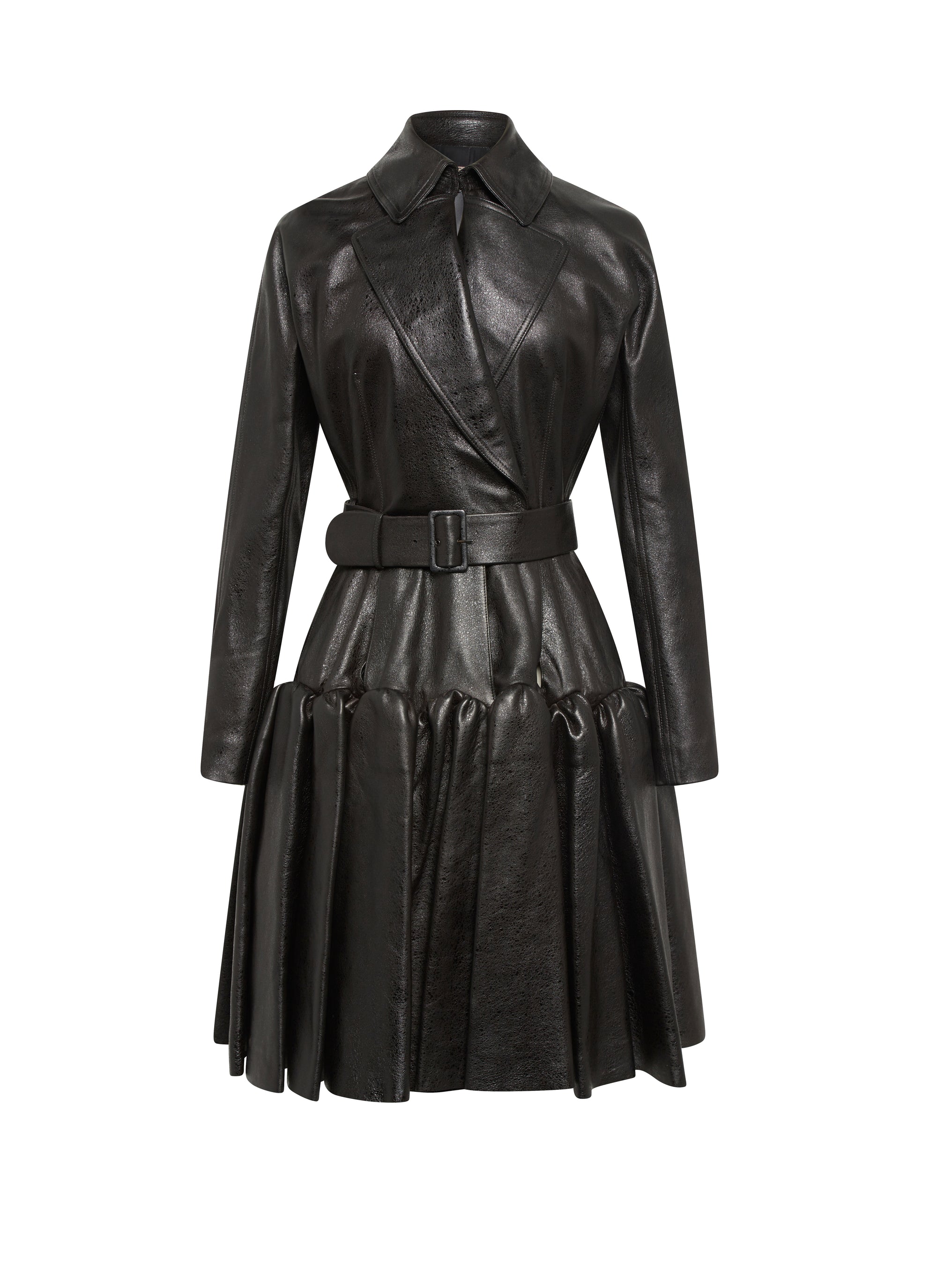 Manteau plissé en cuir - Gris