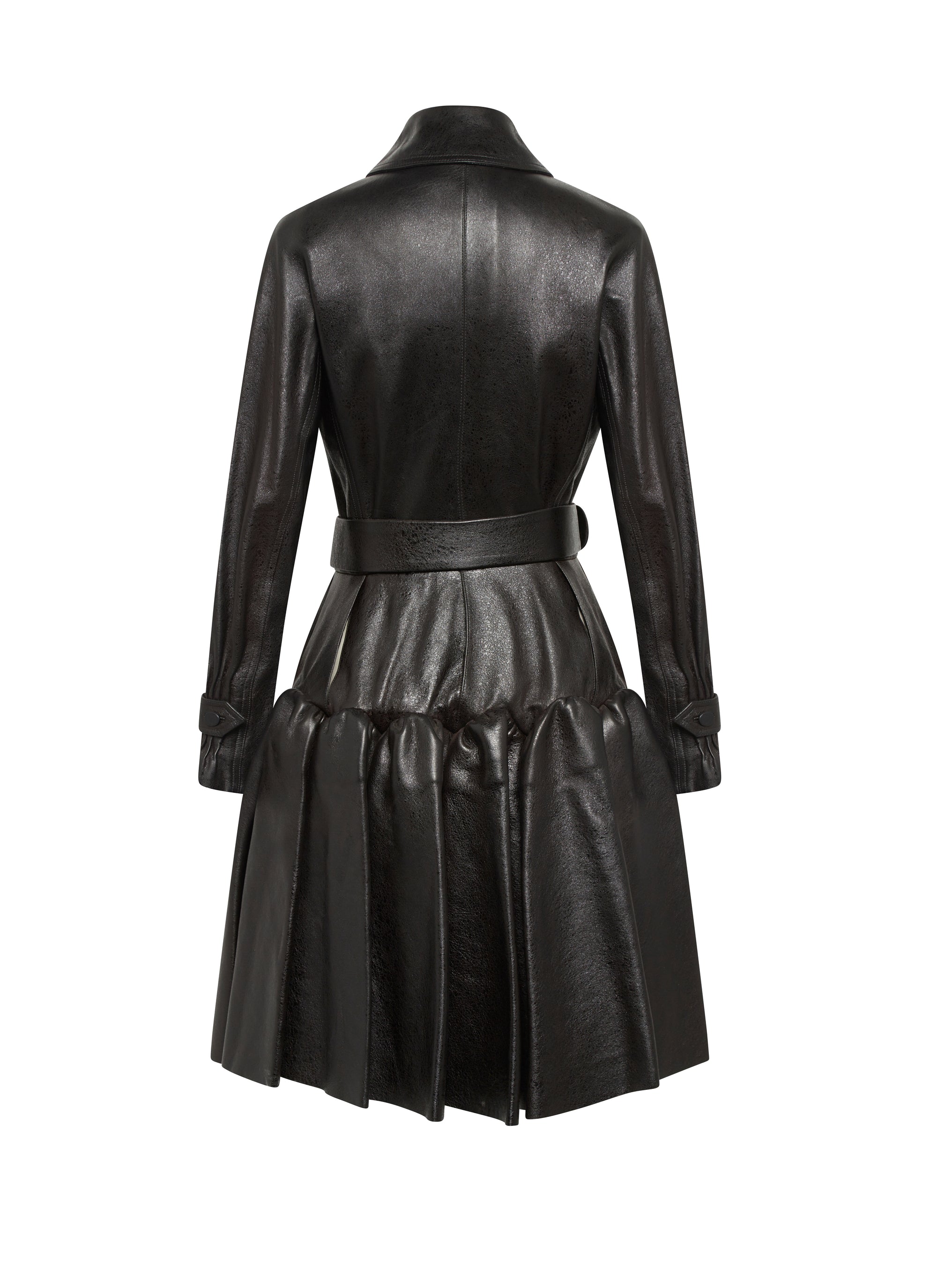Manteau plissé en cuir - Gris