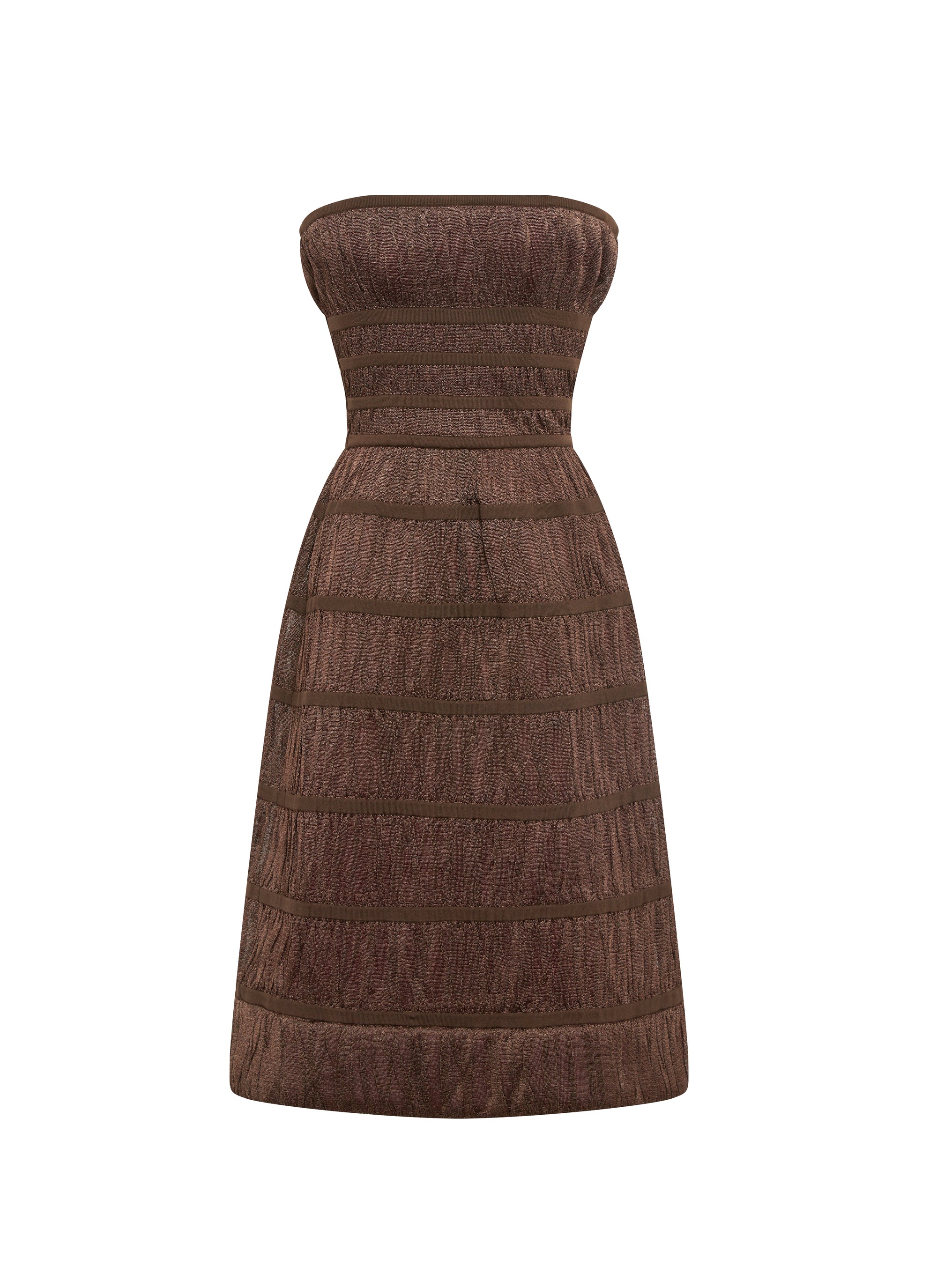Gathered strapless midi dress - Chocolate brown