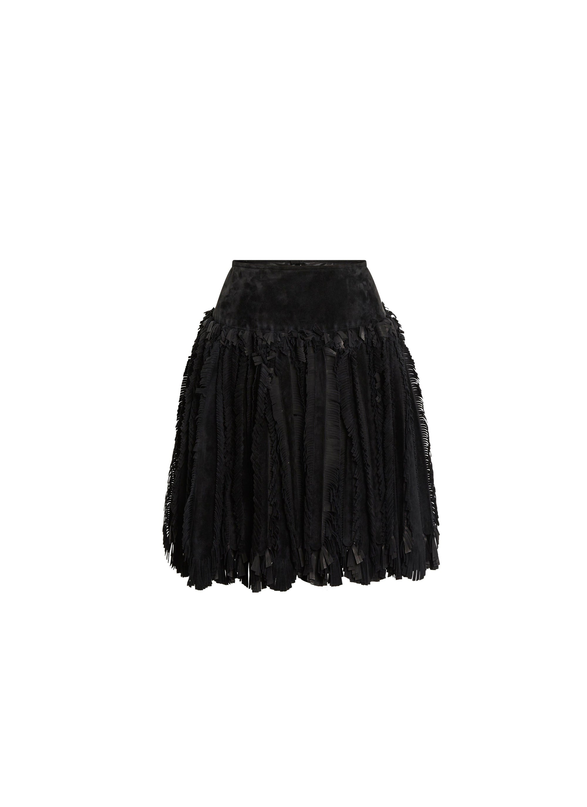 Jupe à franges en cuir - Noir