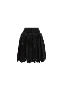 Jupe à franges en cuir - Noir