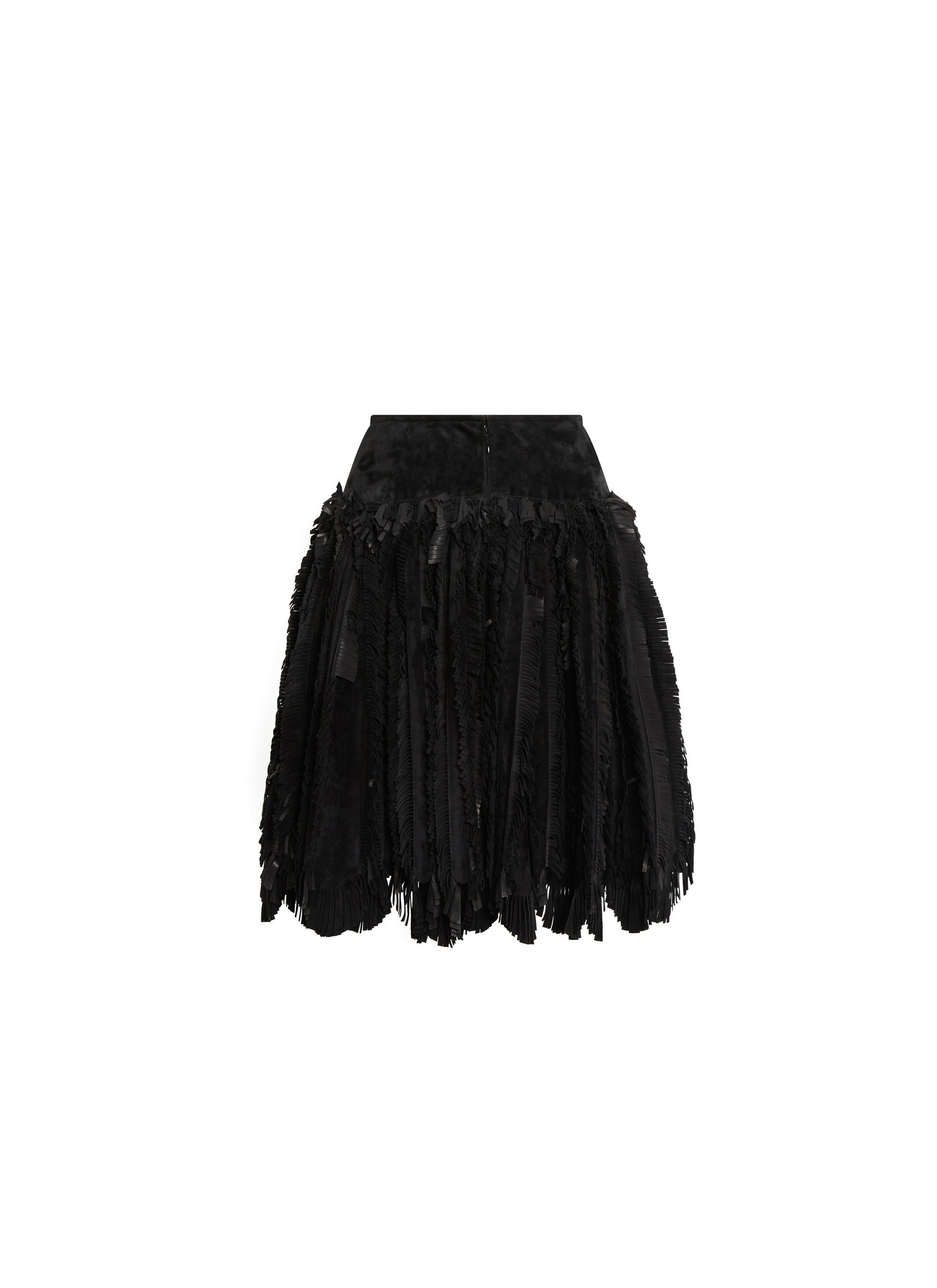 Jupe à franges en cuir - Noir