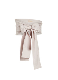 Satin Bow Belt - Light grey