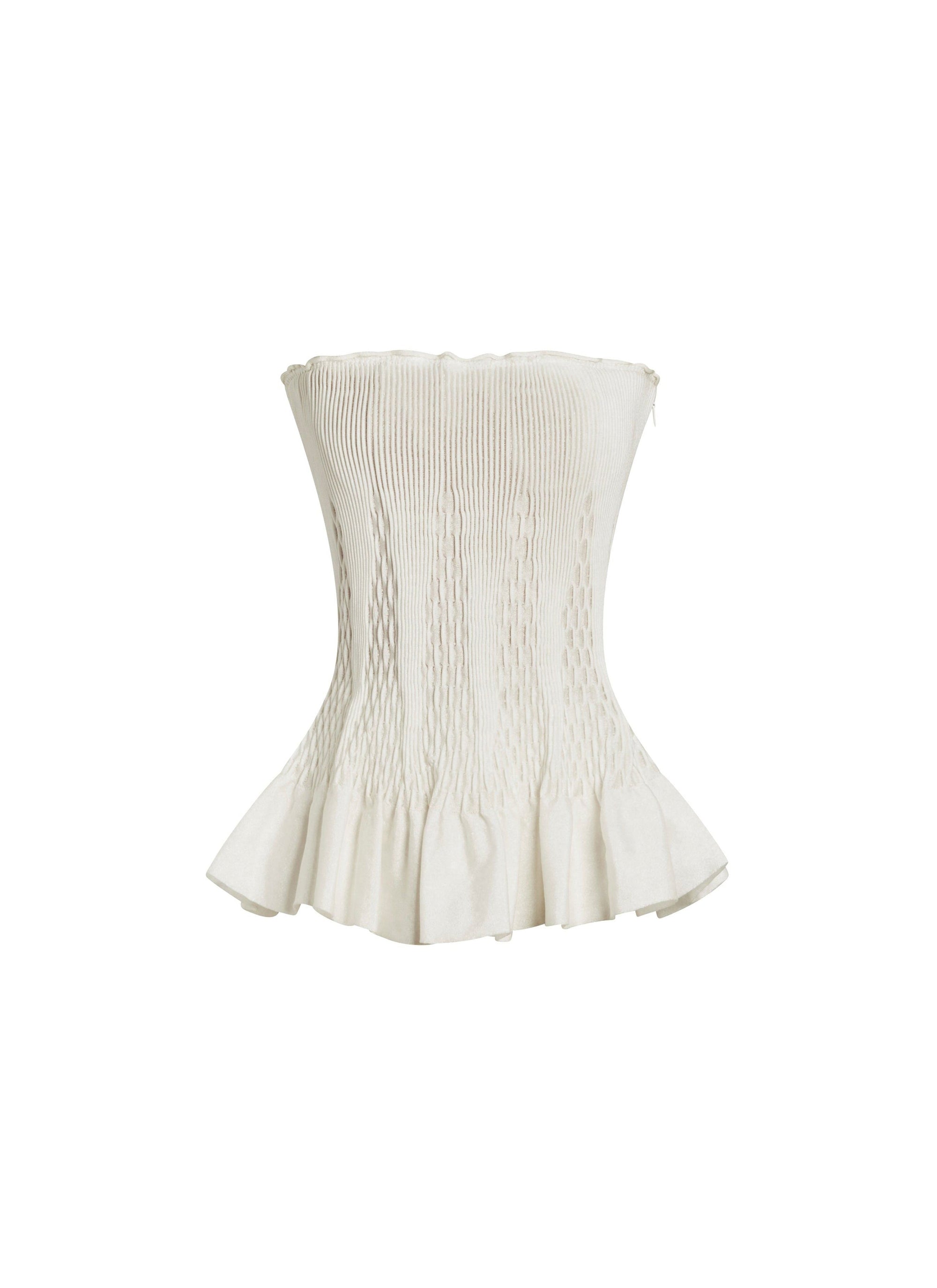 Smocked bustier top - Optic White