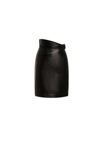Jupe drapée en cuir - Noir