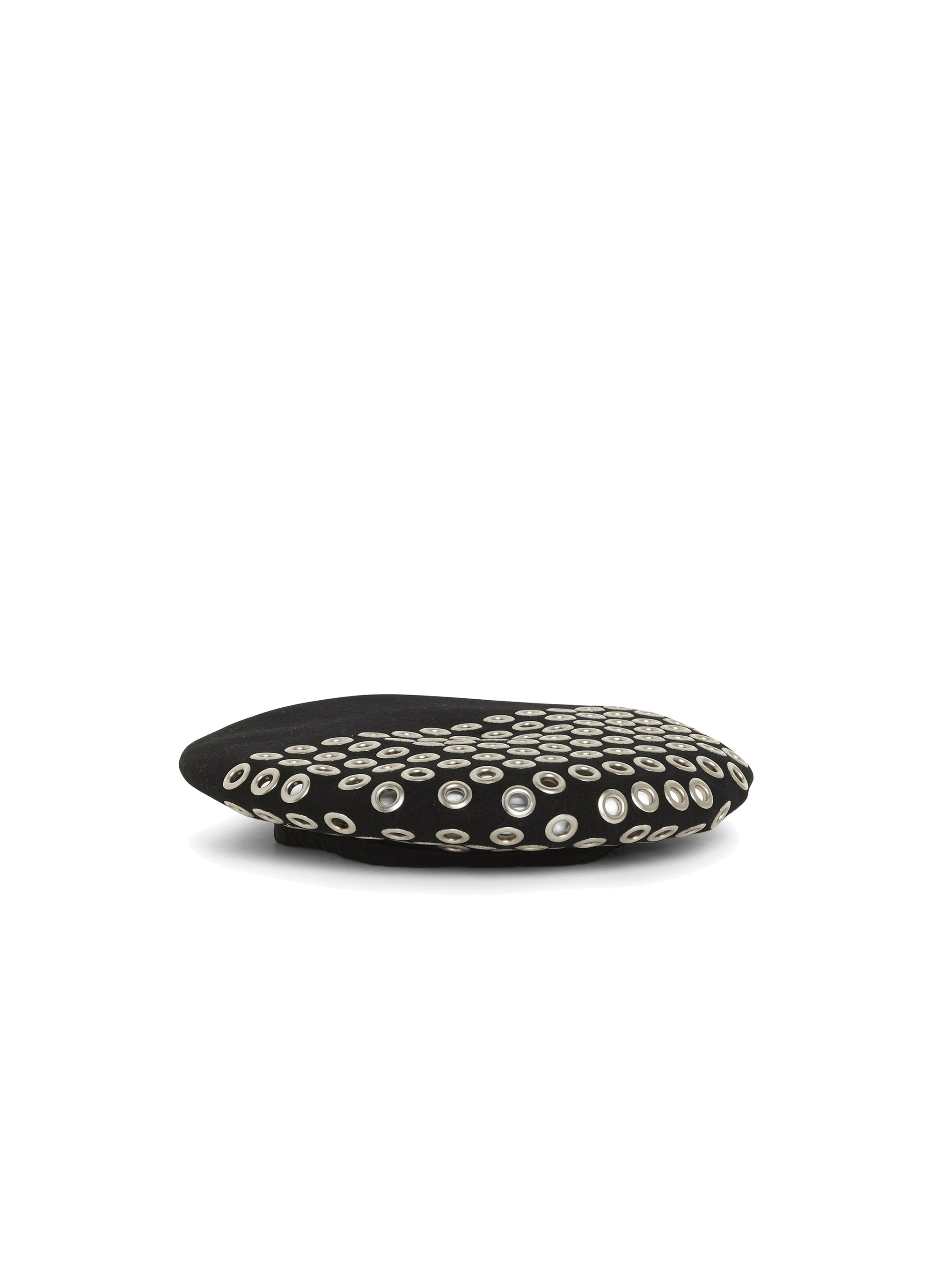 Beret à œillets en laine - Noir