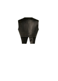 Gilet à surpiqûres contrastées en cuir - Noir