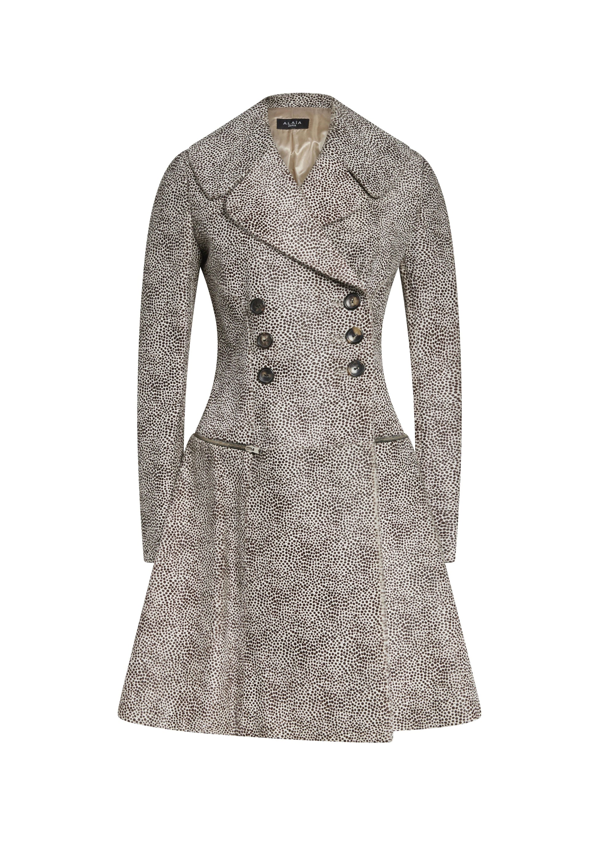 Manteau croisé en cuir - Blanc & Noir