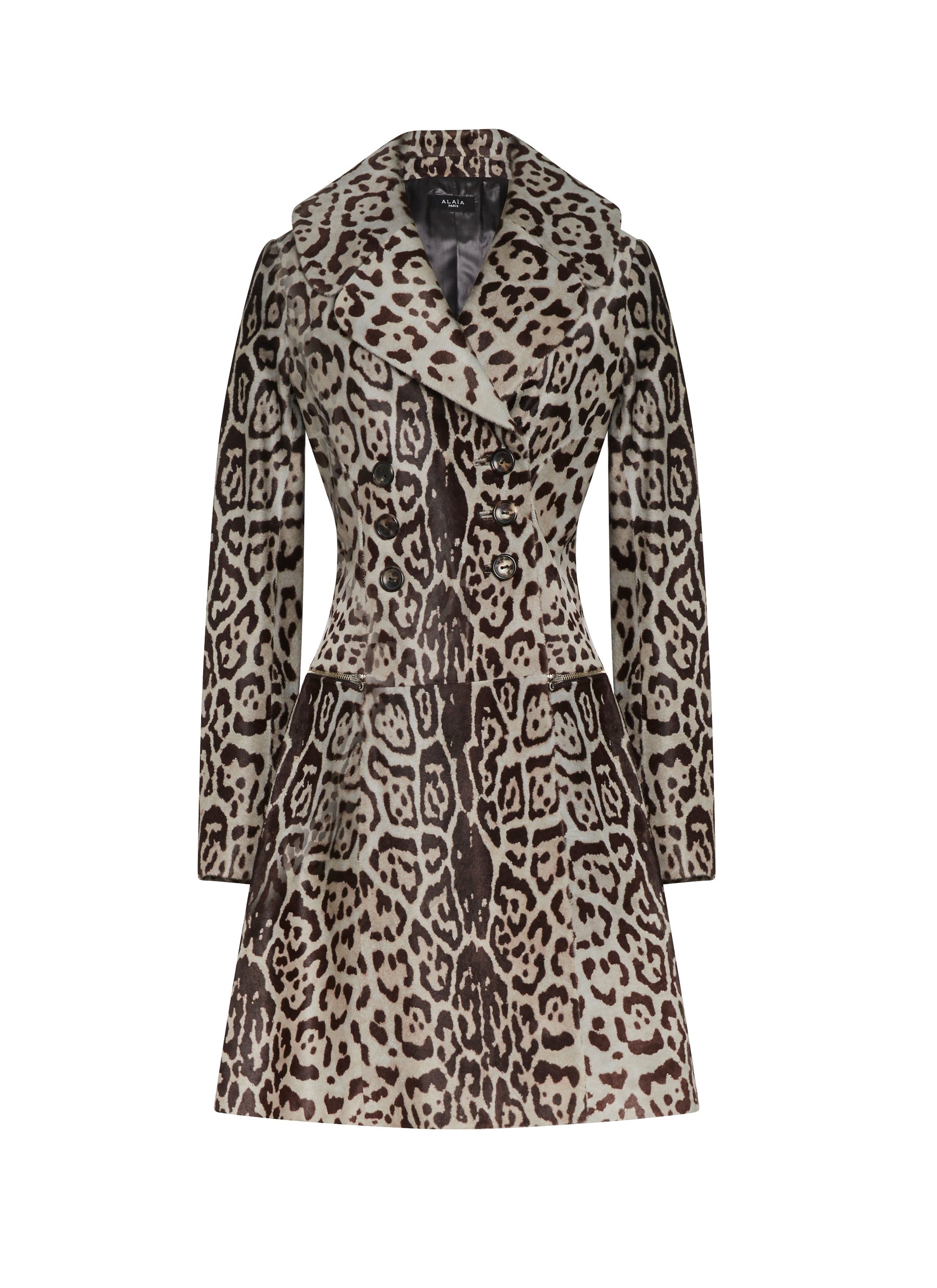 Leather Double Breasted Coat - Smoke