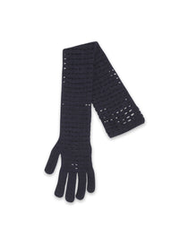 Gant 33cm Fleurons en laine - Nuit