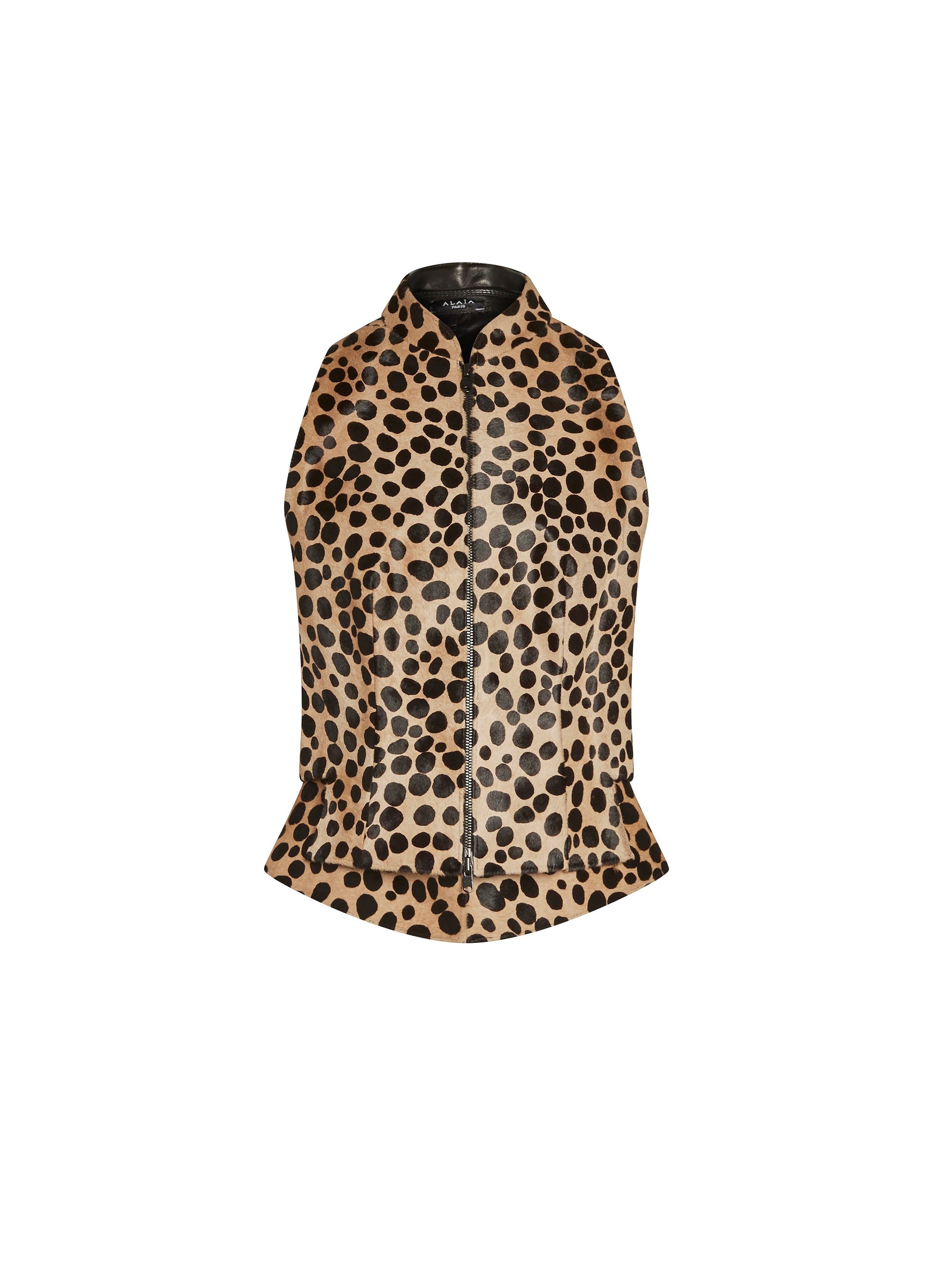 Gilet Léo en cuir - Sable & Noir