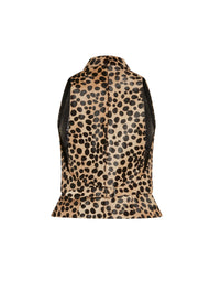 Gilet Léo en cuir - Sable & Noir