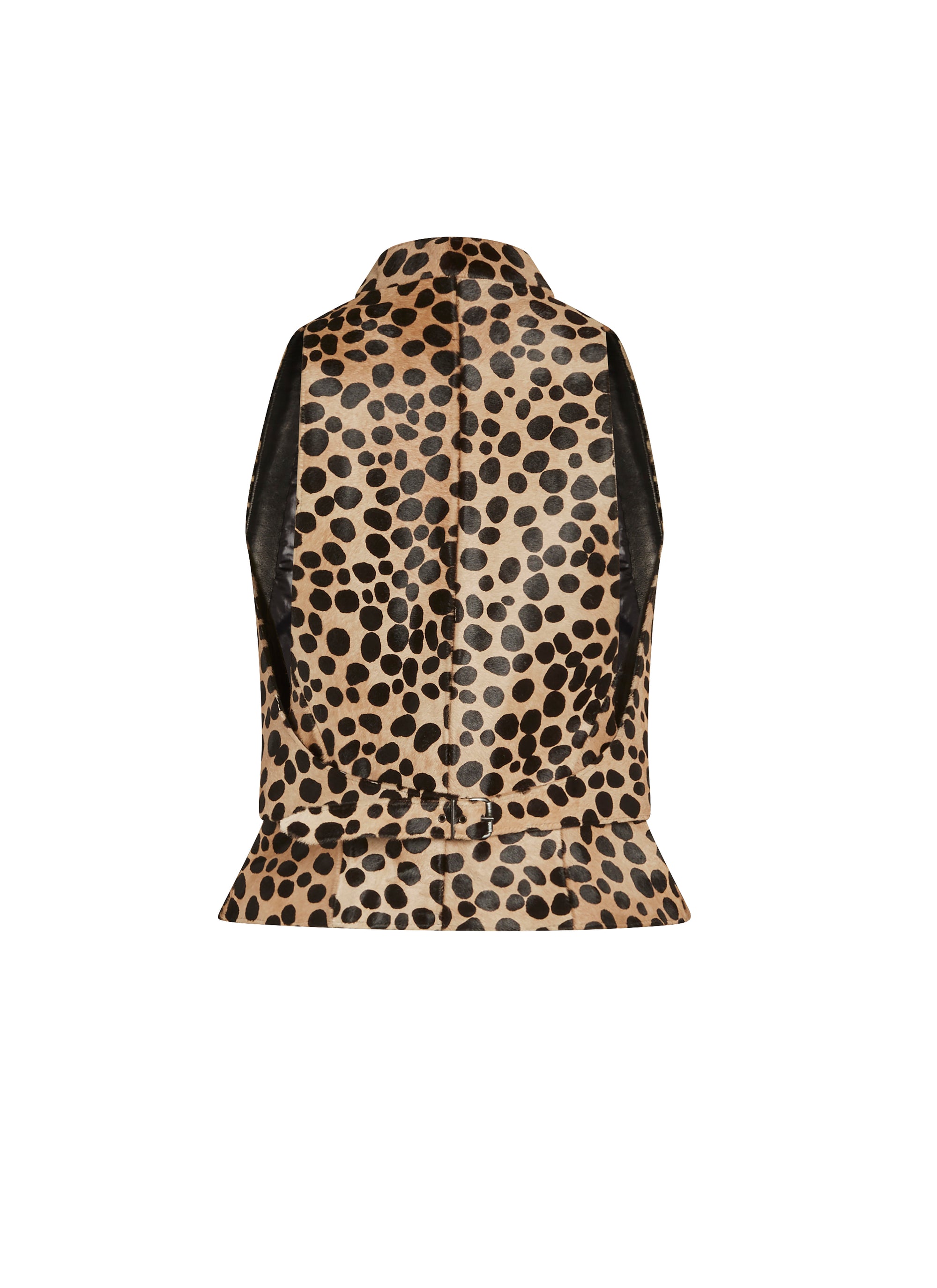 Gilet Léo en cuir - Sable & Noir