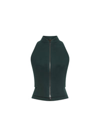 Sleeveless wool cardigan with zip - Imperial Green