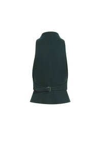 Sleeveless wool cardigan with zip - Imperial Green