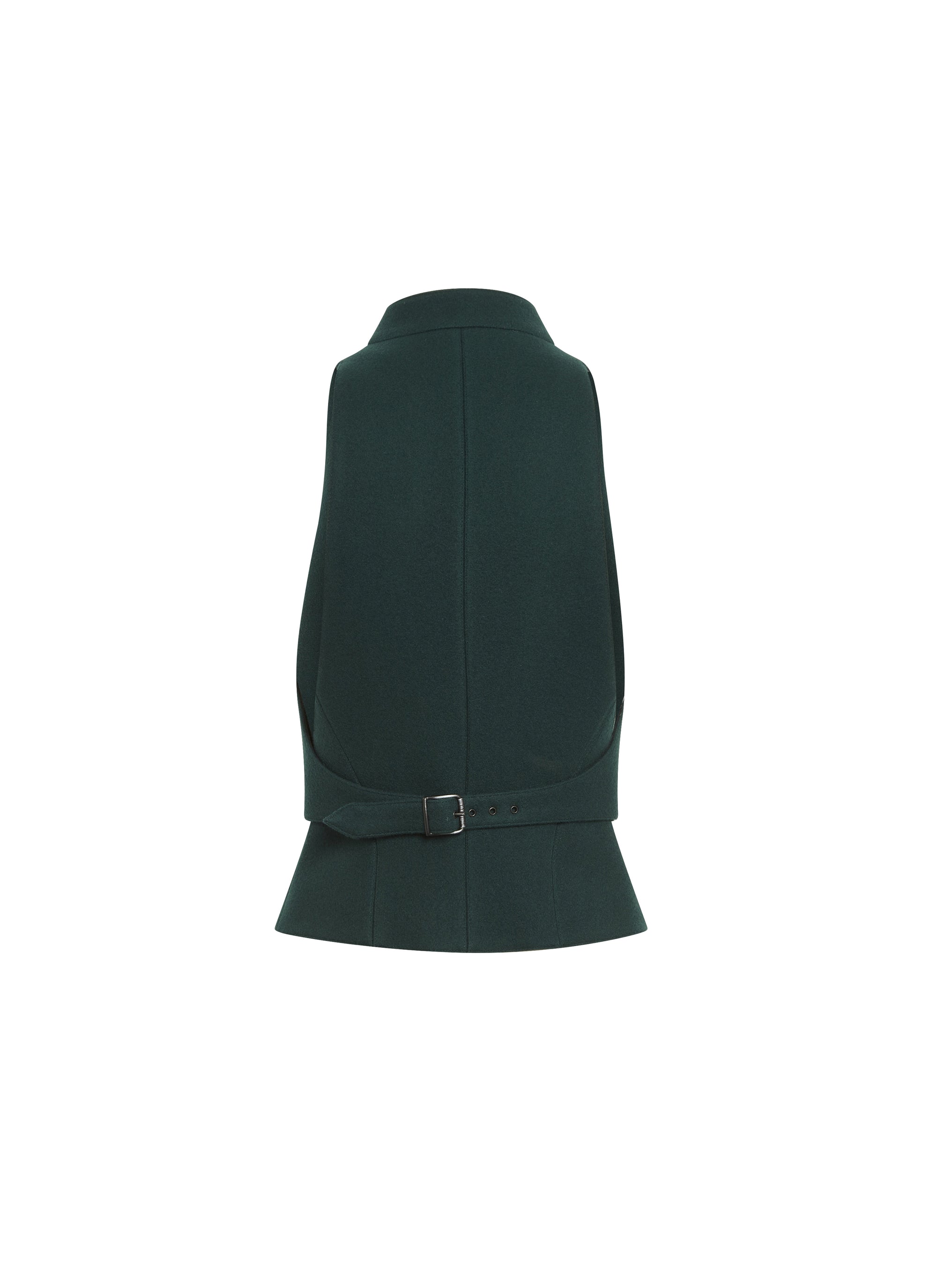 Sleeveless wool cardigan with zip - Imperial Green