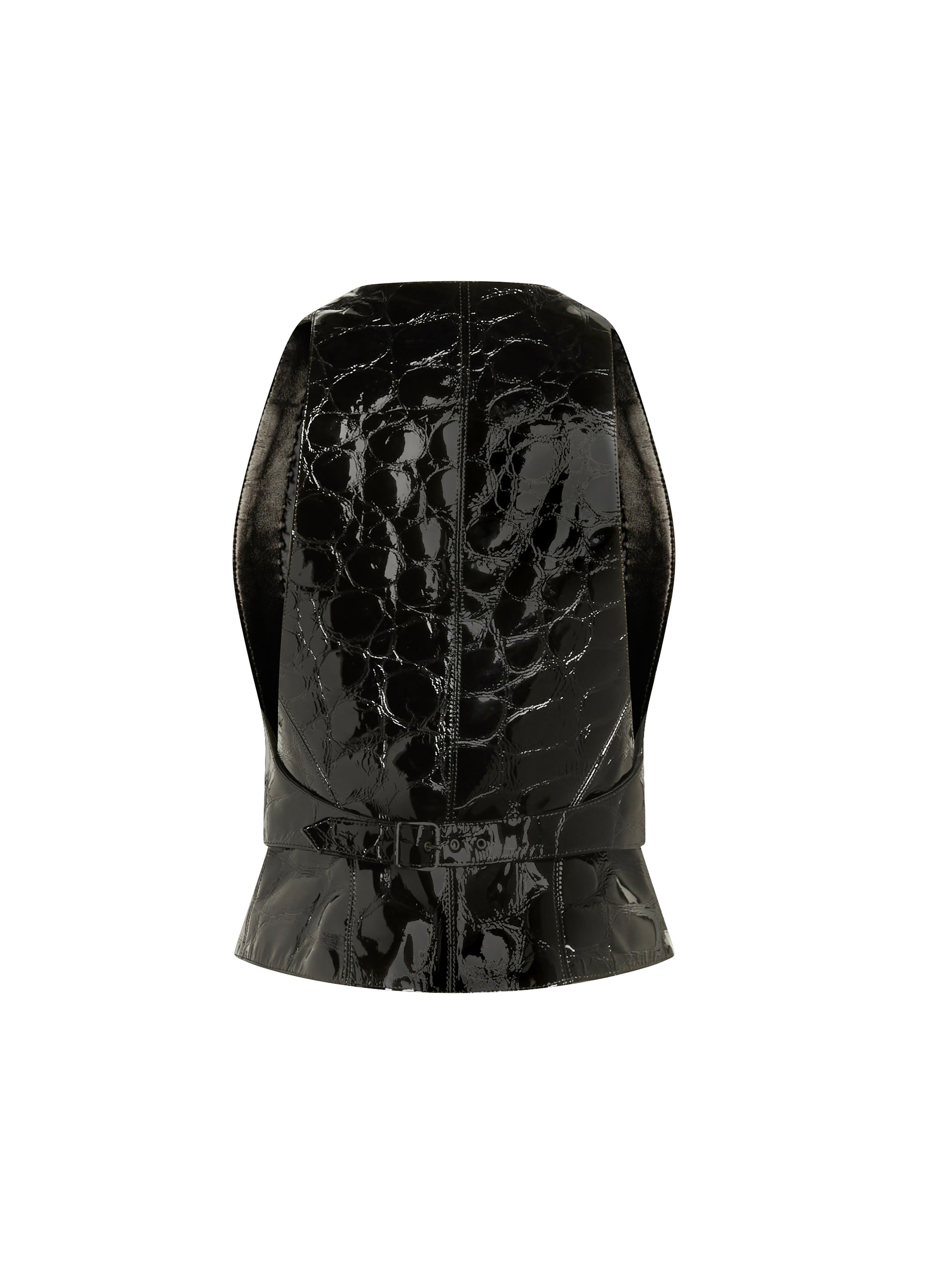 Gilet en cuir imprimé alligator - Noir