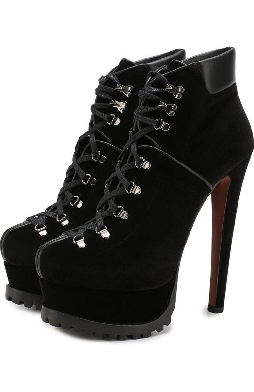 Bottines à plateforme 165 en cuir - Marine foncé