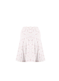 Printed short zipped pop skirt - White & Pink