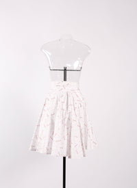Pop Printed Panel Skirt - White & Pink