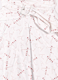 Pop Printed Panel Skirt - White & Pink