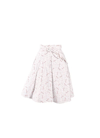 Pop Printed Panel Skirt - White & Pink
