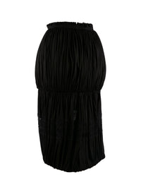 Draped skirt with elastic waist and lace detail - Black